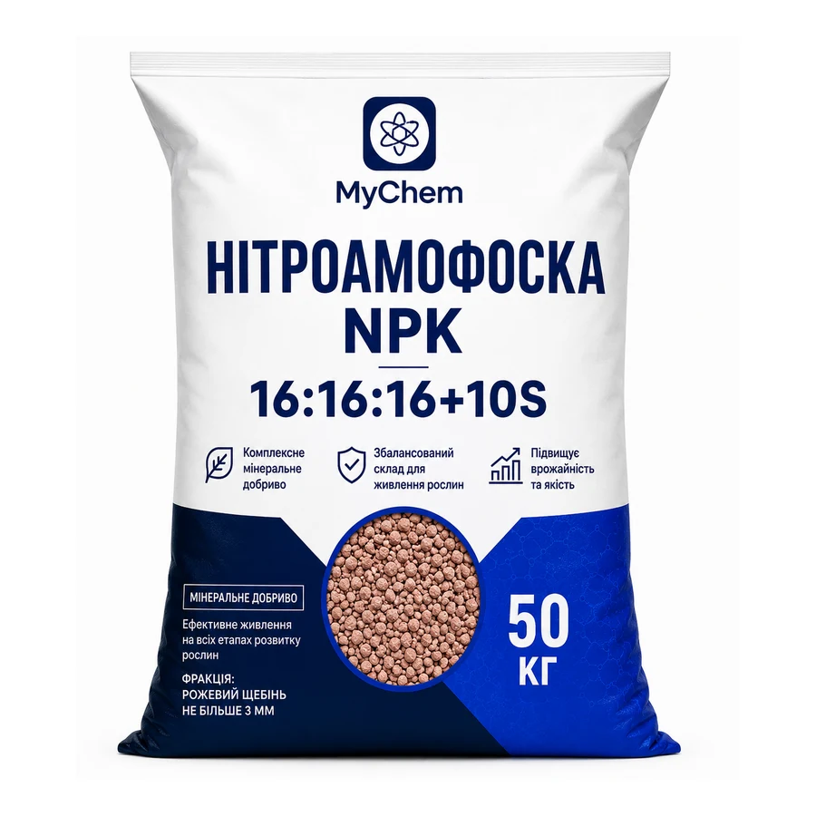 Нітроамофоска NPK 16:16:16+10S MyChem 50 кг мішок